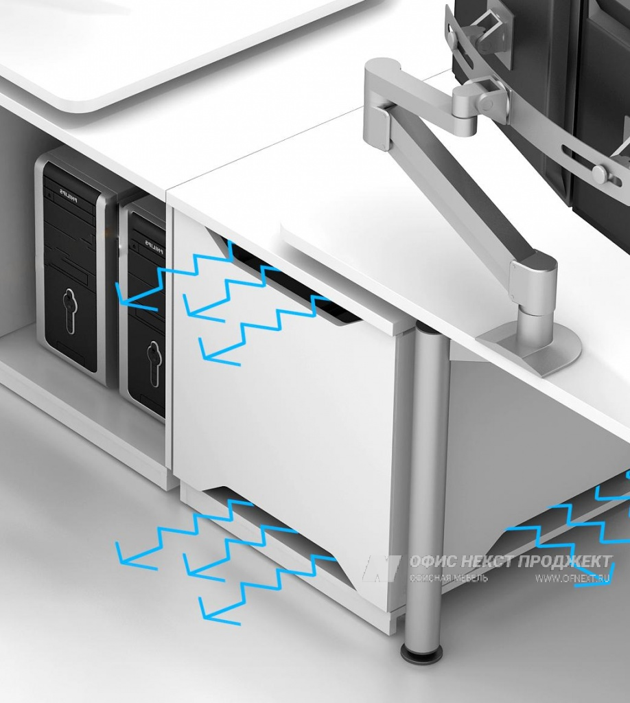 Обеспечение вентиляции системных блоков диспетчерских рабочих мест